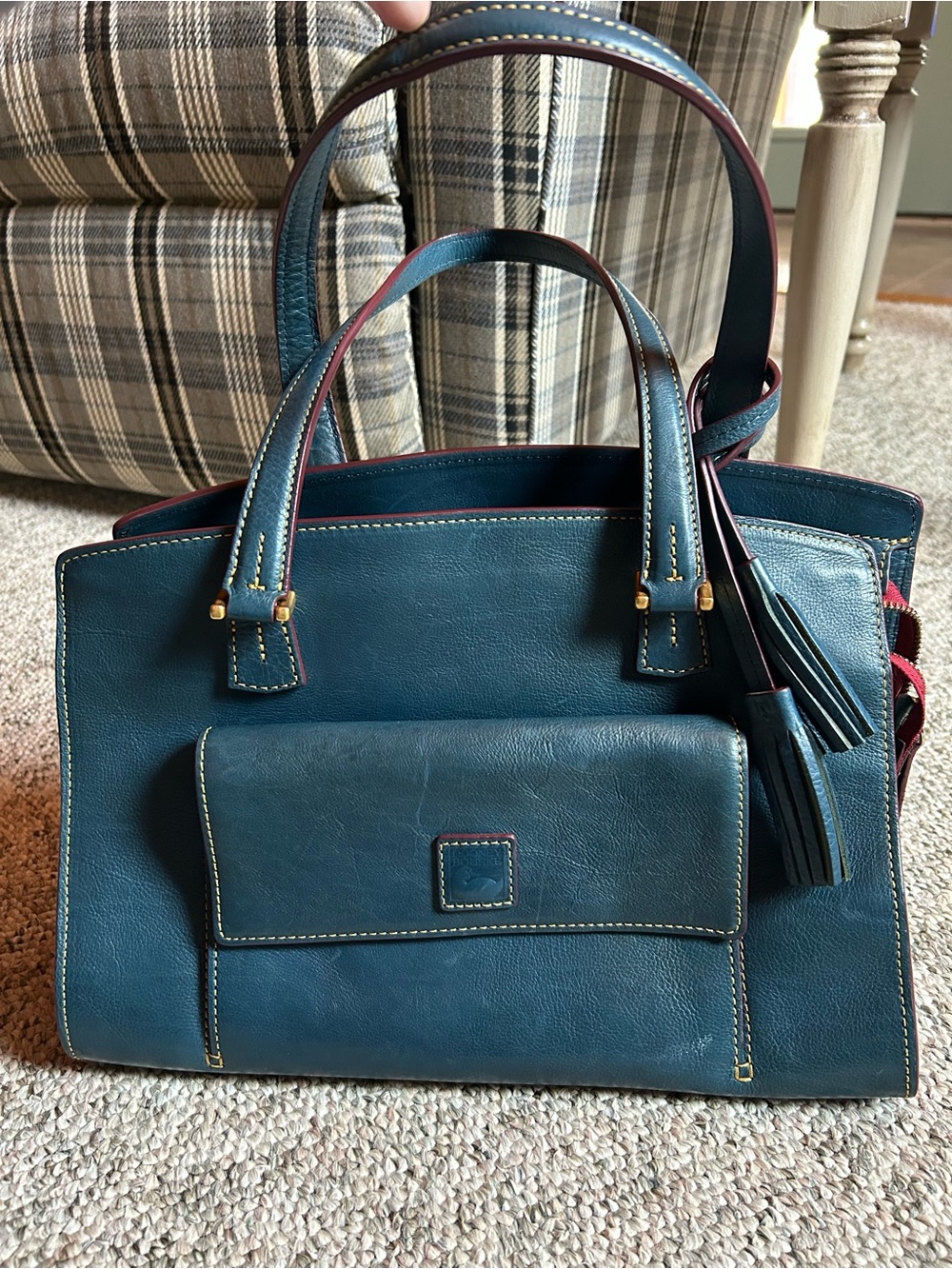 Dooney and Burke Florentine leather shoulder bag denim